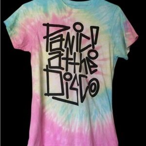 PANIC! AT THE DISCO PASTEL TIE-DYE TEE Y2K JUNIORS Med band tee